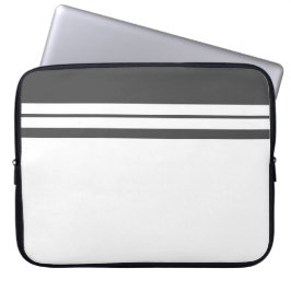 Vet Donkergrijs Wit Racing Stripes Kleur Block Laptop Sleeve