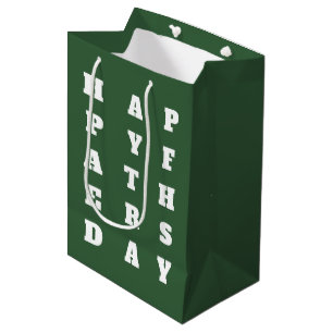 Vet Donkergroen Wit Typografie Happy Fathers Day Medium Cadeauzakje