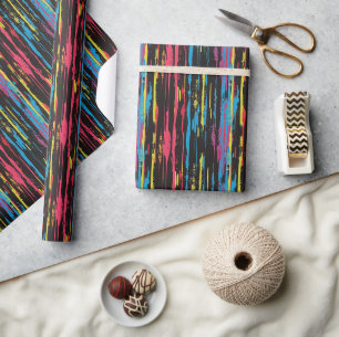 Vet Druppelend Verfpatroon op Zwart Cadeaupapier