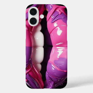 Vet Druppelende Lippen Levendig Roze & Paarse iPhone 16 Plus Hoesje