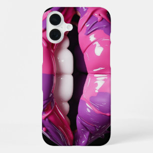 Vet Druppelende Lippen Levendig Roze & Paarse iPhone 16 Plus Hoesje