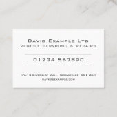 Vet & duidelijk voertuig Onderhoud & Reparaties On Visitekaartje (Achterkant)