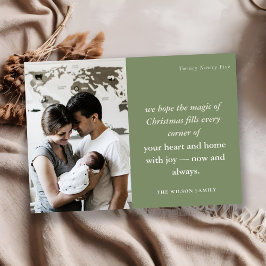 Vet Dusky Green Minimaal 1 foto Roest Kerstmis Feestdagenkaart