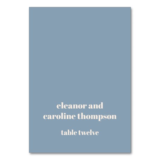 Vet Dusty Blue Retro Custom Wedding Place Card Kaart (Voorkant)