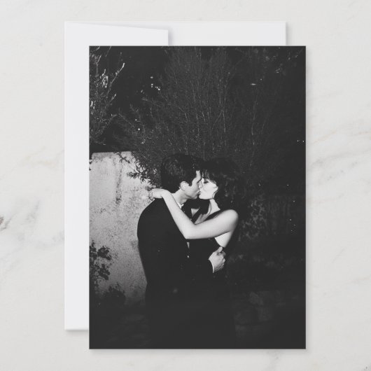 Vet Edgy Modern Black Brush Script Foto bruiloft Save The Date (Achterkant)