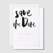 Vet Edgy Modern Black Brush Script Foto bruiloft Vellum Uitnodigingen (Offset)