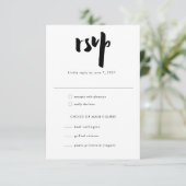 Vet Edgy Modern Black Brush Script Wedding RSVP Kaartje (Staand voorkant)