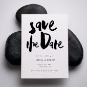 Vet Edgy Modern Black Brush Script Wedding Save The Date
