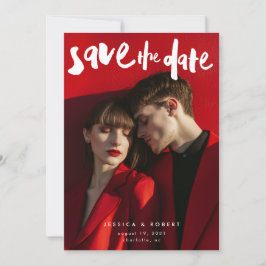 Vet Edgy Modern Brush Script Foto bruiloft Save The Date