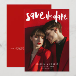 Vet Edgy Modern Brush Script Foto bruiloft Save The Date