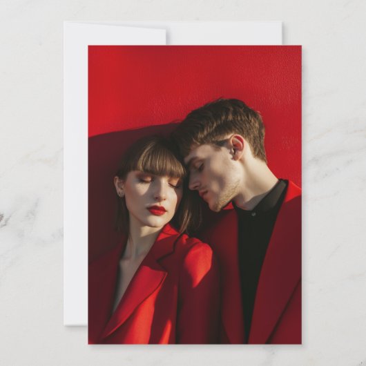 Vet Edgy Modern Red Brush Script Foto bruiloft Save The Date (Achterkant)