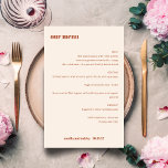 Vet Eenvoudig Boho Roest Eenvoudig Aangepast Bruil<br><div class="desc">Schattige vet minimalistisch boho roest Herfst retro eenvoudig aangepaste bruiloft menu</div>