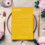 Vet Eenvoudig Geel Eenvoudig Aangepast Bruiloft Me<br><div class="desc">Schattige vet minimalistisch modern geel retro eenvoudig aangepaste bruiloft menu</div>