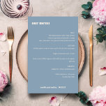 Vet Eenvoudig Stoffig Blauw Eenvoudig Aangepast Br<br><div class="desc">Schattige vet minimalistisch stoffig blauw Herfst retro eenvoudig aangepaste bruiloft menu</div>