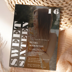 Vet eenvoudig wit foto lief 16 verjaardag kaart