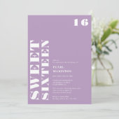Vet eenvoudig wit lavendel zoet 16 verjaardag kaart (Staand voorkant)