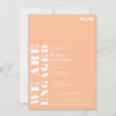 Vet eenvoudig wit perzik bruiloft verlovingsfeest kaart (Voorkant)