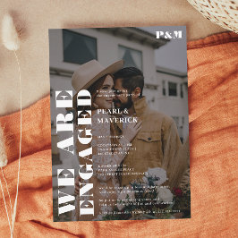 Vet eenvoudig wit zwart foto verlovingsfeest kaart