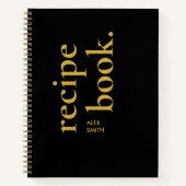 Vet Eenvoudig Zwart en Goud Monogram Blank Recept Notitieboek (Voorkant)