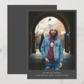 Vet Eenvoudig Zwart Modern Minimaal Foto Afstudere Aankondiging (Voorkant / Achterkant)