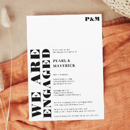 Vet eenvoudig zwart wit bruiloft verlovingsfeest kaart