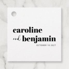 Vet Eenvoudig Zwart-Wit Chique Modern Bruiloft Bedankjes Labels