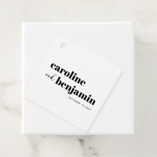 Vet Eenvoudig Zwart-Wit Chique Modern Bruiloft Bedankjes Labels (In situ)