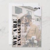 Vet eenvoudig zwart wit foto verlovingsfeest kaart (Voorkant)