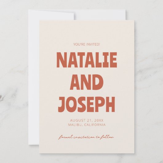 Vet Eenvoudige Heldere Funky Retro Unieke Huwelijk Save The Date (Achterkant)