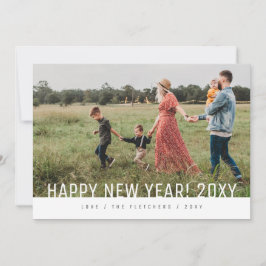 Vet eenvoudige, moderne, gelukkige nieuwjaarsfeest feestdagenkaart