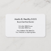 Vet eenvoudige tandheelkundige Visitekaartjes (Achterkant)