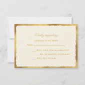Vet Elegance Gold Edge Ecru Bruiloft Reactie RSVP Kaartje (Voorkant)