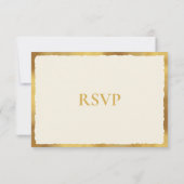 Vet Elegance Gold Edge Ecru Bruiloft Reactie RSVP Kaartje (Achterkant)