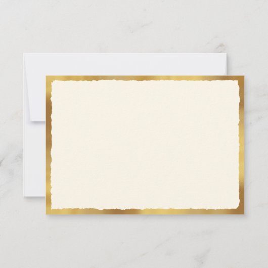 Vet Elegance Luxe Gold Edge Ecru Bruiloft Bedankkaart (Achterkant)