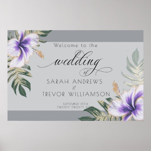 Vet Elegant Amethist Paarse Bloemen Poster (Voorkant)