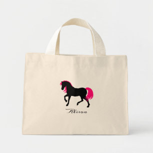 Vet Elegant Animal Specialized Black Pink Horse Mini Tote Bag