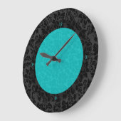 Vet Elegant Black en Turquoise Floral Damaskers Grote Klok (Hoek)