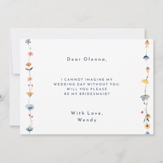 Vet Elegant Bloemen Bruidsmeisje voorstel Kaart (Achterkant)