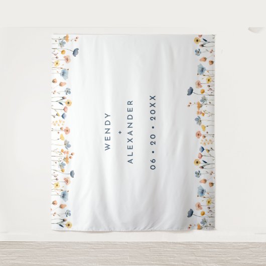 Vet Elegant Bloemen Bruiloft Achtergrond Wandkleed (Voorkant)