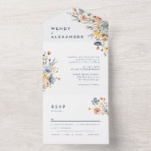 Vet Elegant Bloemen Bruiloft All In One Uitnodiging (Binnen)
