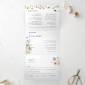 Vet Elegant Bloemen Bruiloft Alles in Een Drieluik Uitnodiging (Binnen)