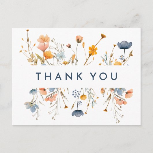 Vet Elegant Bloemen Bruiloft Dank u Briefkaart (Voorkant)