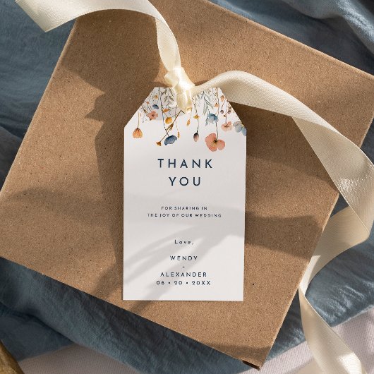 Vet Elegant Bloemen Bruiloft Dank u Cadeaulabel