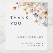 Vet Elegant Bloemen Bruiloft Dank u Wijn Etiket (Enkel label)