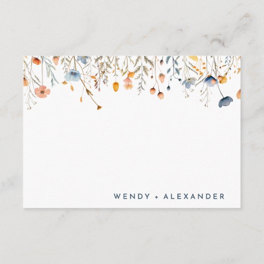 Vet Elegant Bloemen Bruiloft Details Informatiekaartje (Achterkant)