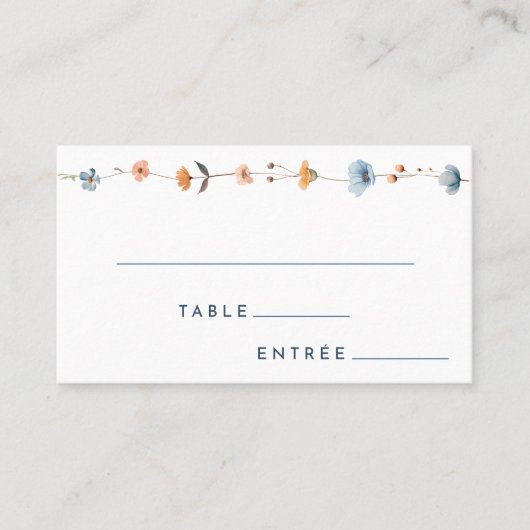 Vet Elegant Bloemen Bruiloft Entree Keuze Flat Plaatskaartje (Voorkant)