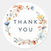 Vet Elegant Bloemen Bruiloft Favor Bedankt Ronde Sticker (Voorkant)