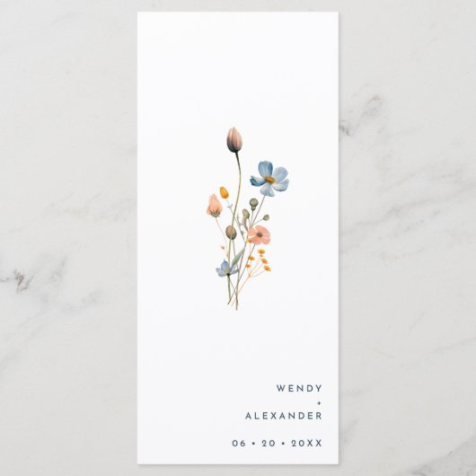 Vet Elegant Bloemen Bruiloft Flat Menu (Achterkant)