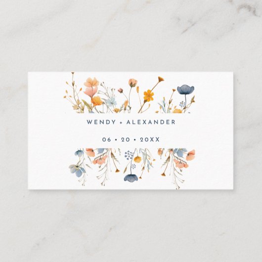 Vet Elegant Bloemen Bruiloft Flat Plaatskaartje (Achterkant)