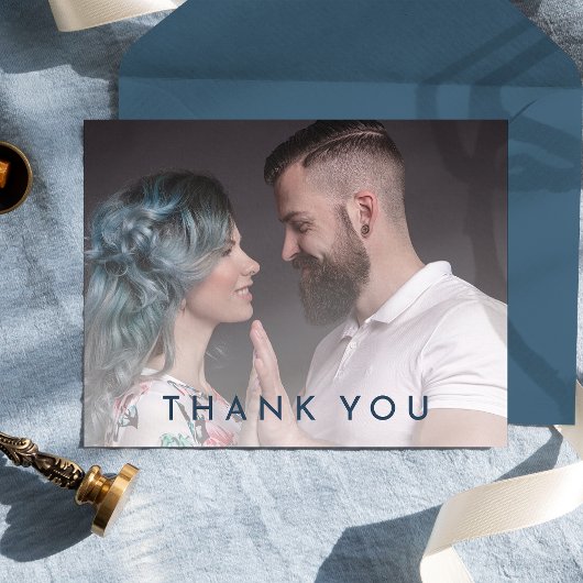 Vet Elegant Bloemen Bruiloft Foto Dank u Briefkaart